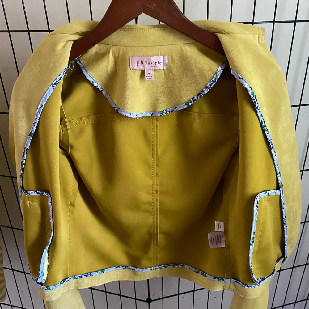 Anthropologie Yellow Moto Faux Suede Jacket - Picture 10 of 10